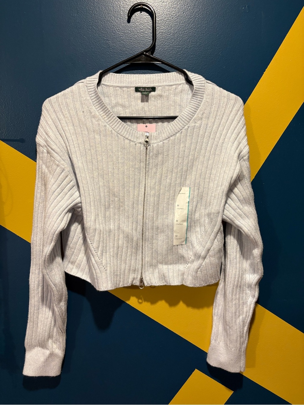Wild Fable Ice Blue Ribbed Soft Touch Cropped Cardigan NWT